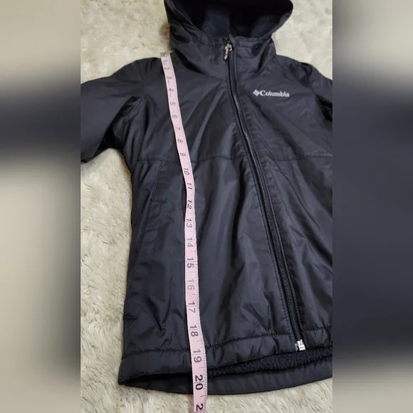 Columbia Black Hooded Cozy Jacket Girls Sz Small 7/8 - Picture 8 of 10
